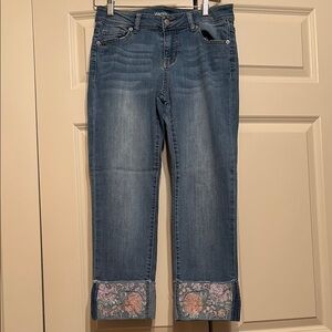 Blue Jeans with Floral Cuffs